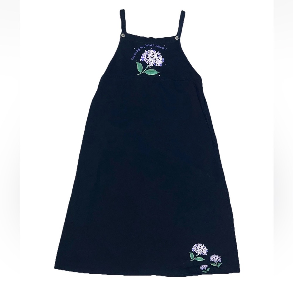 Quacker Factory Vintage Embroidered Flower Jumper Dress Sz 10